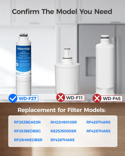 Waterdrop DA29-00020B Replacement for Samsung Water Filter HAF-CIN/EXP, DA29-00020B, HAF-CIN, DA29-00020B-1, RF28HMEDBSR, RF263BEAESR, RS25J500DSR, RF263TEAESG, HDX FMS-2, DA97-08006A-1, 3 Filters
