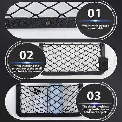 4 Pcs Storage Nets for Campervans, Elastic Trunk Storage Bag with Plastic Frame,Van Motorhome Caravan Boat Car Storage Solutions Accessories for Storing Phone/Water Bottle/Toiletry, 14 * 7.3in