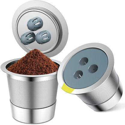 Stainless Steel Reusable K Cups Compatible with Ninja Dual Brew Coffee Maker,Upgrade2 Pack K Cups Reusable Coffee Pods,Permanent K Cups Coffee Filters Fit Ninja CFP201 CFP301 CFP400 (2Pack)