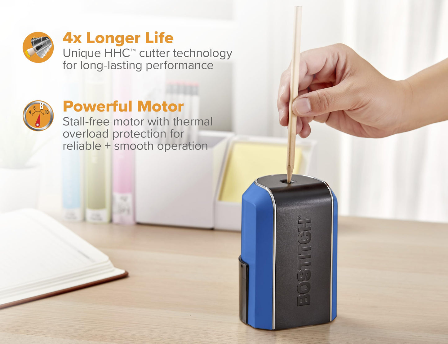 Bostitch Office Vertical Electric Pencil Sharpener, Powerful Stall-Free Motor, Prevents Over-Sharpening, Blue (EPS5V-Blue)