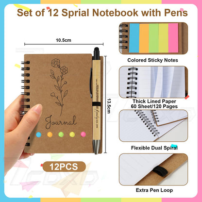 12 Sets Thank You Gifts, Employee Appreciation Gifts, Inspirational Notebooks With Sticky,Inspirational Pens And Gift Bags,Mini Motivational Notebooks for Employee Teacher Staff Coworker