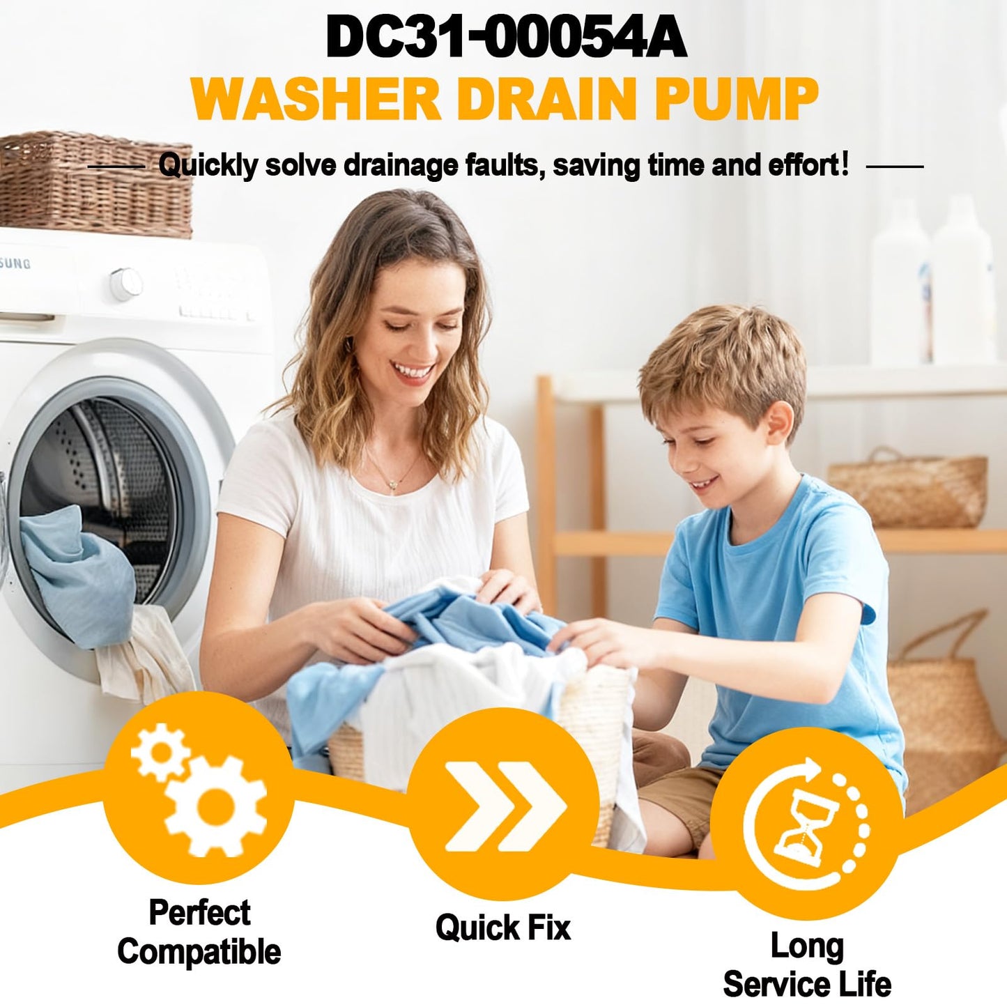 DC31-00054A Washer Drain Pump for Samsung Kenmore Washing Machine Replaces 62902090, AP4202690,1534541, PS4204638, DC31-00016A