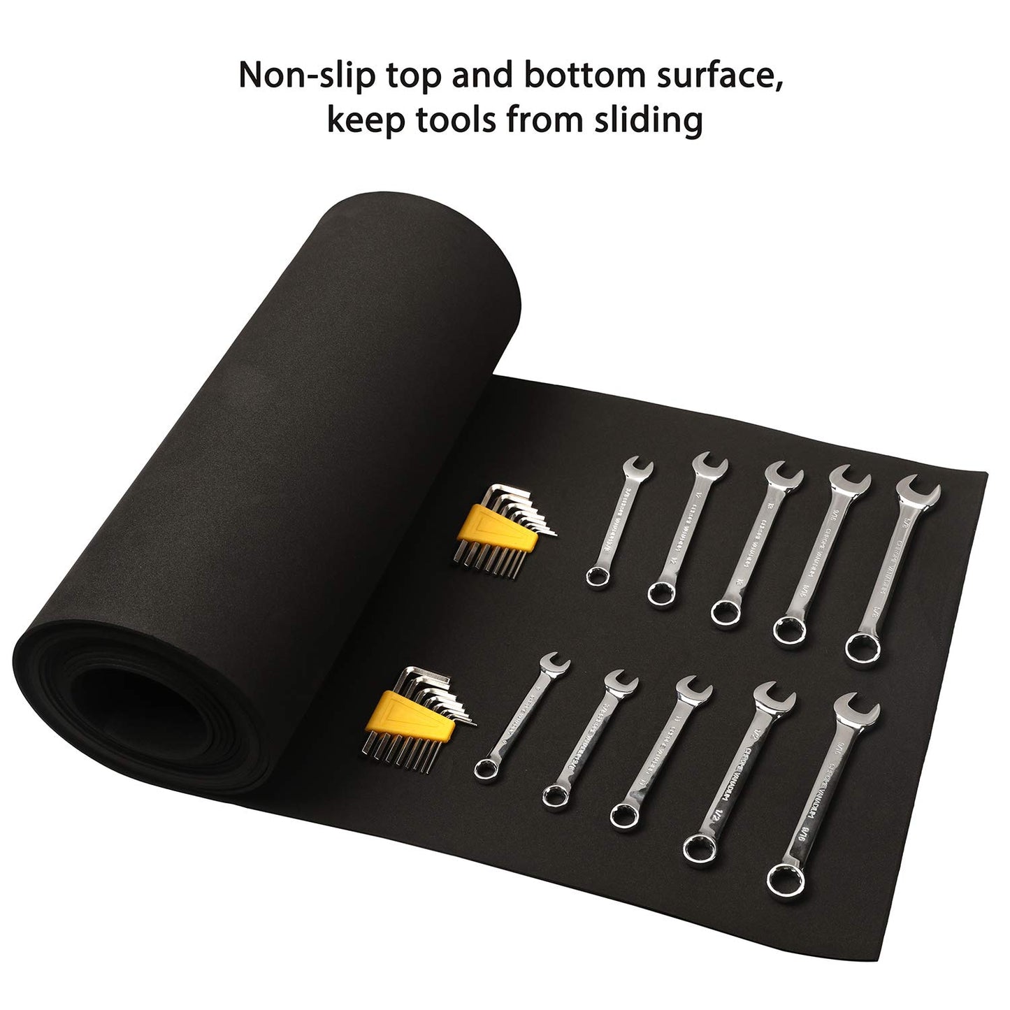 CASOMAN Professional Tool Box Liner and Drawer Liner - 16 inch(Wide) x 16 feet (Long), Non-Slip, Black