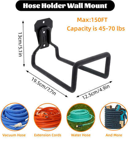 2 Pcs Metal Garden Hose Holder, Heavy Duty Hose Hanger Hose Reel Wall Mounted Water Hose Hooks for Water Hose, Extension Cords