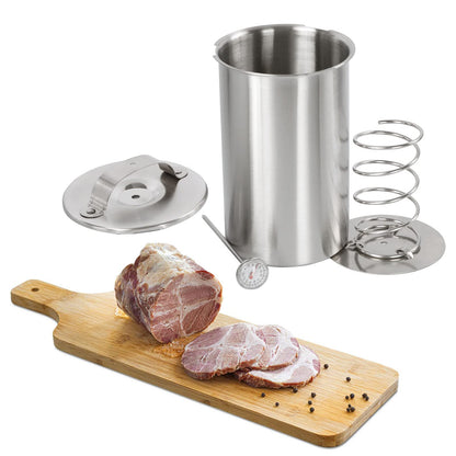 Stainless Steel Ham Maker Press Cooker for Healthy Homemade Deli Meat With Thermometer - Kitchen Bacon Pressure Cooker Boiler Pot Pan Stove