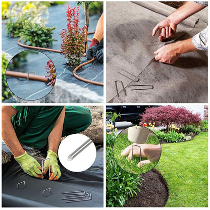 100 Pack Landscape Staples 6 Inch Anti-Rust Galvanized Garden Stakes 11-Gauge U-Shaped Heavy-Duty Landscape Pins for SOD Anchoring Weed Barrier Fabric Ground Cover Irrigation Tubing & Artificial Turf