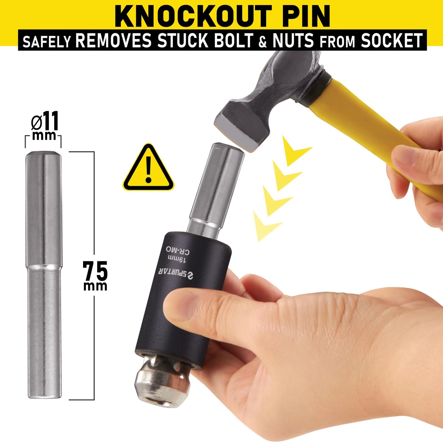 Spurtar 5 Pcs Wheel Lock Removal Kit, Locking Lug Nut Removal Tool Lug Nut Extractor Set Twist Socket Set for Removing Damaged, Dead, Rusted, Rounded-Off Bolts, Nuts & Screws-17MM,19MM, 21MM, 22MM