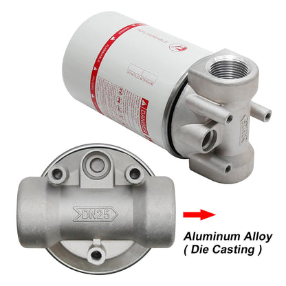 VIKKSAER 1" NPT Fuel Filter Aluminum High Flow, 30 Micron Spin-on Cartridge Style for Mobile & Stationary Fuel Pump Tanks Boat