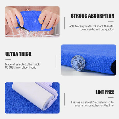 Airlab Microfiber Car Drying Towels 800GSM Thick Plush Cleaning Cloths Auto Detailing Quick Dry Wash Cloth for Interior & Exterior Lint Free, Streak Free, 40 x 40 cm, 4 Pack