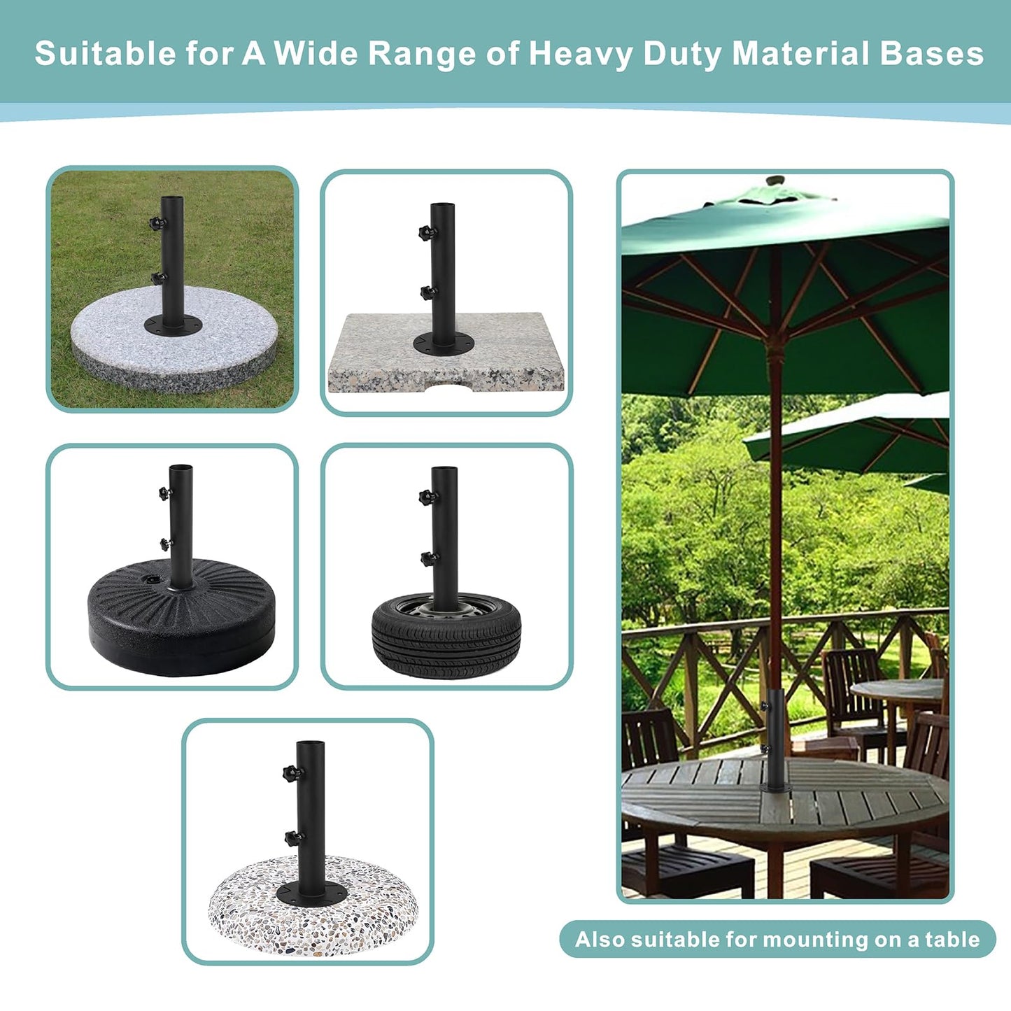 Wdwlbsm Universal Granite Umbrella Stand Tube, Stone Umbrella Tube Base for Outside, Heavy Duty Parasol Base, Umbrella Pole Mount Stand Tube Set, Table Umbrella Tube Bracket, DIY Umbrella Stand Parts