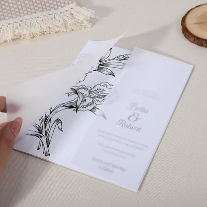 UNIQOOO 70 Pack Frosted Vellum Jackets for 5x7 Invitations, Luxury Pre-Folded Vellum Paper, 115GSM Wedding Envelopes