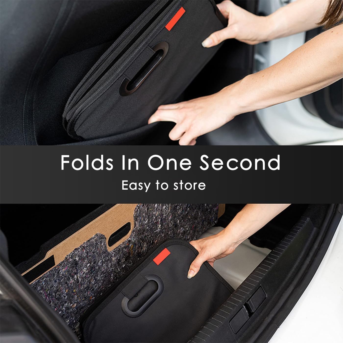 Trunk Organizer for Car, Portable Car Boot Tidy Foldable Waterproof Auto Storage Bag Cargo Trunk Groceries Organizer, Auto Accessories Universal for SUV, Truck, Van, Sedan (Medium Black)