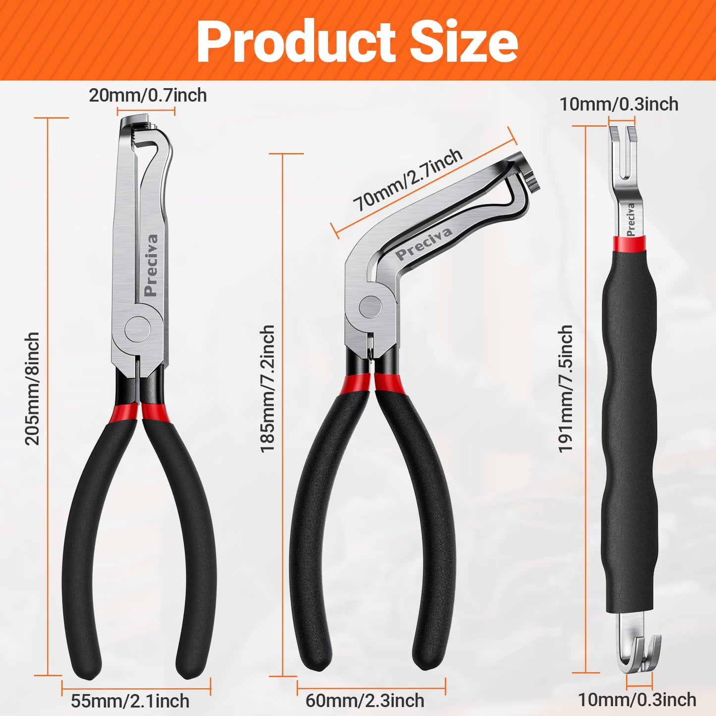 Preciva 3 PCS Electrical Disconnect Pliers, Automotive Electrical Connector Pliers, Electric Plug Plier Connector Separator for Cars, Automotive Wire Locking Push Tab