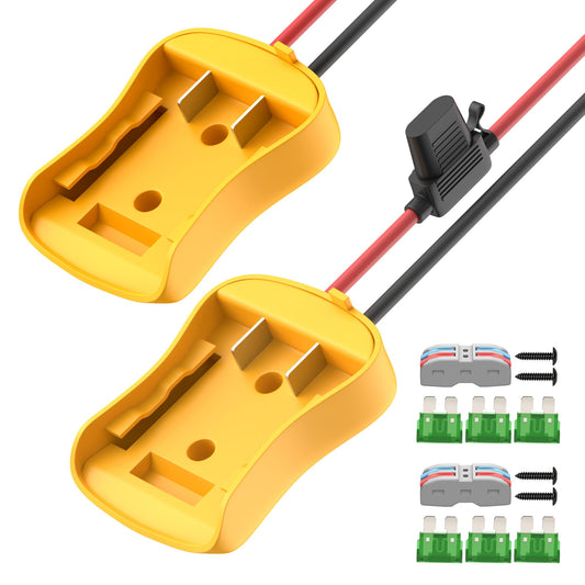2PCS 20V Battery Adapter Power Wheel Battery Adapter Battery Converter Kit 12 AWG Wire with Fuses and Connectors for Robotic RC Car Toy