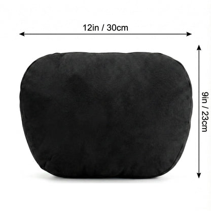 2PCS Welbrit Car Pillow for Car Neck Pillow for Driving Seat Leather Neck Support Soft Cushion Back Support Head-Rests for Vehicle Sleeping with Elastic Adjustment Strap (Black, Head)
