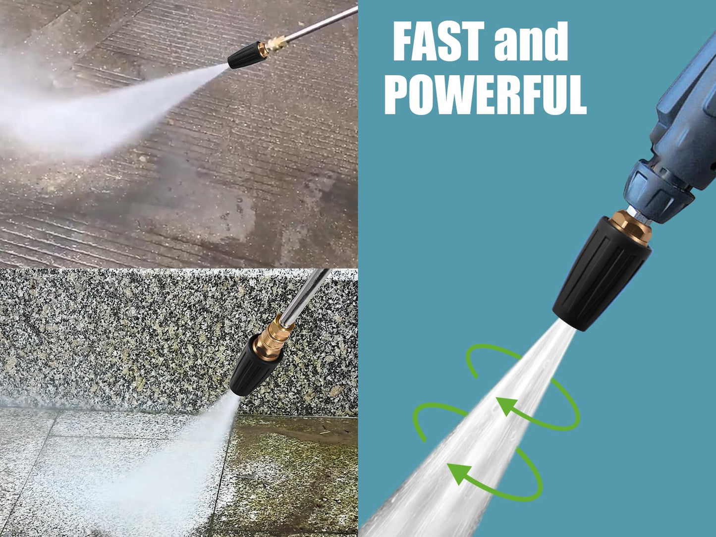 VORIGY 4000 PSI Turbo Nozzle Set 1/4" Quick Connect with 7 Power Washer Nozzle Tips Kit Multiple Degrees (0, 15, 25, 40, 65, Rinse, Soap) for Car Concrete Brick