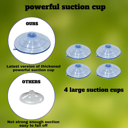 Window Bird-Feeder with 4-Strong Suction-Cups - Large Clear Acrylic Bird House for Outside Wild Birds - Removable Tray & Drain Holes - Up Close Viewing for Cats, Elderly (Color002)