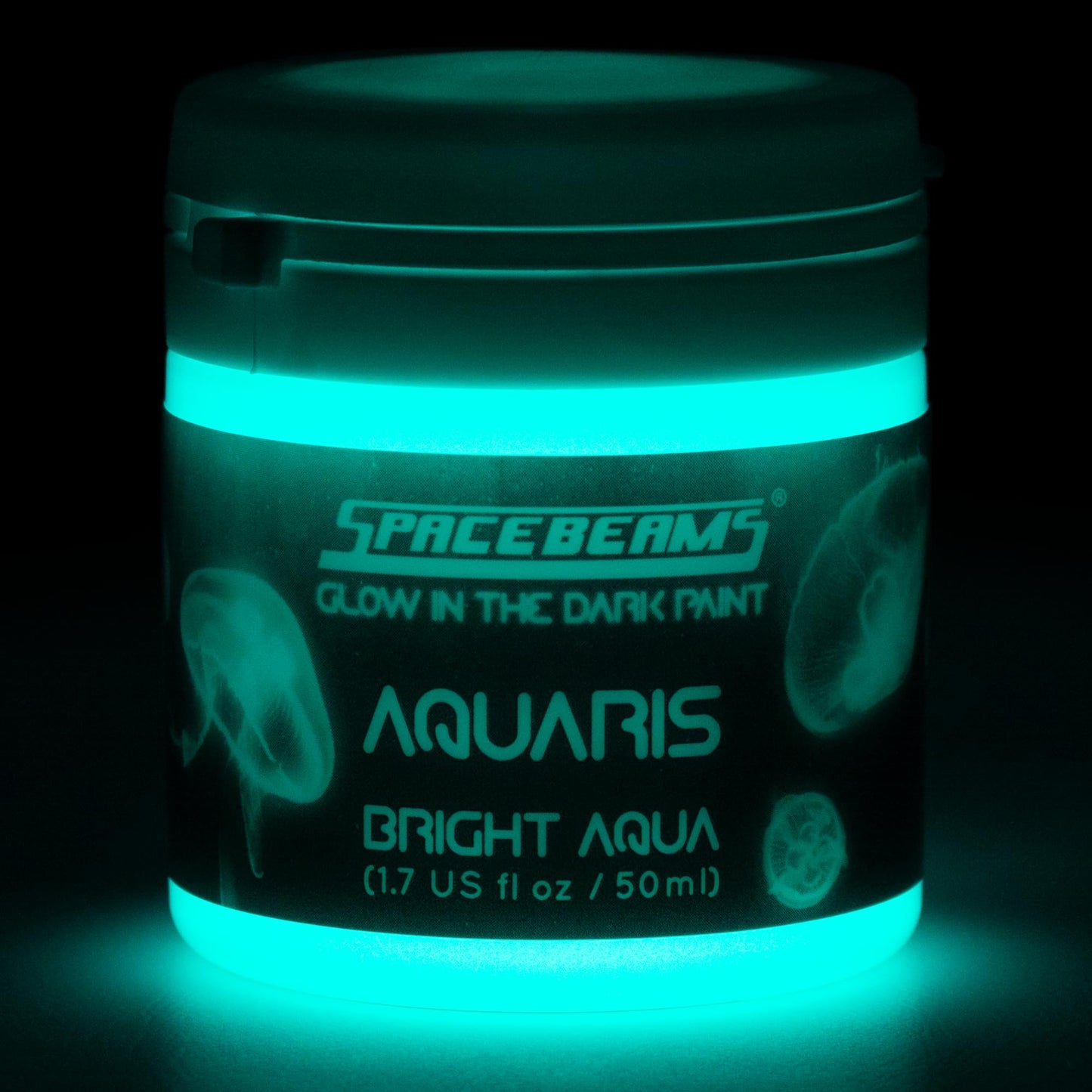 Aquaris Glow in the Dark Paint (50ml) Bright Aqua Glow (Light Blue/Turquoise), Non-Toxic, Water Based, by SpaceBeams