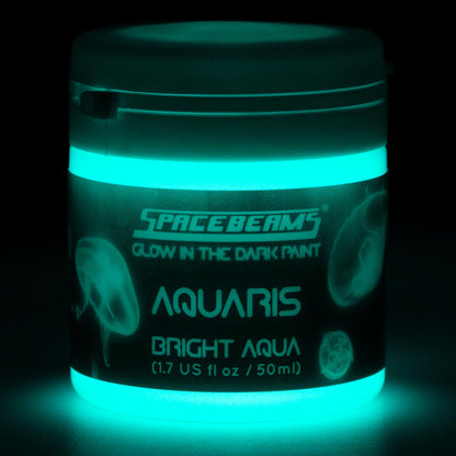Aquaris Glow in the Dark Paint (50ml) Bright Aqua Glow (Light Blue/Turquoise), Non-Toxic, Water Based, by SpaceBeams