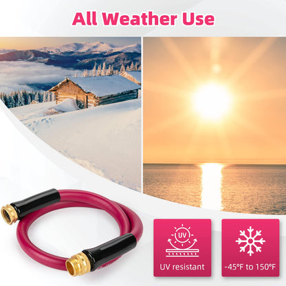 WELLUCK Garden Hose Heavy Duty Durable Anti Kink Flexible Garden Water Hose for Drinking Water Safe BPA Free, All-Weather Lightweight Water Hose for Garden RV Camper Marine (10FT)