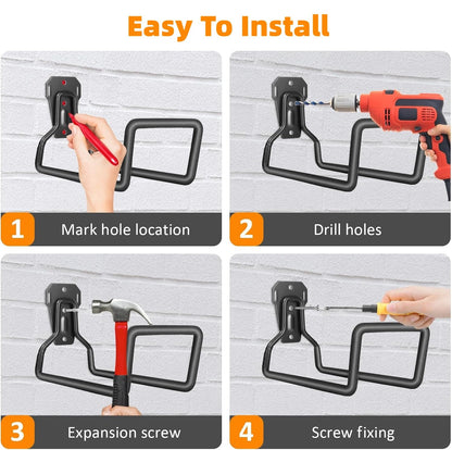 2 Pcs Metal Garden Hose Holder, Heavy Duty Hose Hanger Hose Reel Wall Mounted Water Hose Hooks for Water Hose, Extension Cords