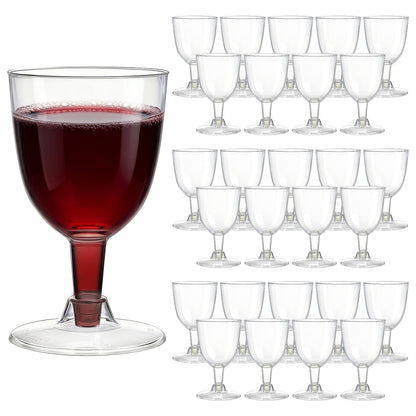 ZENFUN 75 Pcs Plastic Wine Glasses, 5 Oz Clear Disposable Champagne Glasses with Stem, Sturdy & Reusable Plastic Goblets for Weddings, Birthdays, Wine Tasting, Bridal Shower