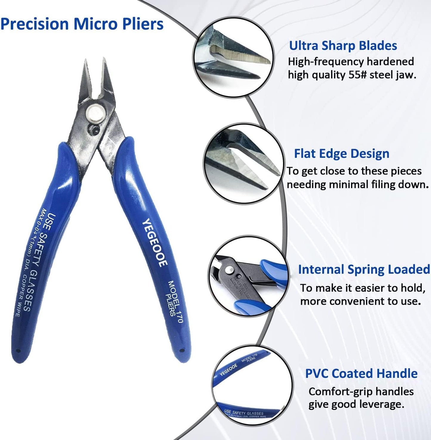 YEGOOD Small Wire Cutters, 10PACK Precision Diagonal Cutting Pliers Side Cutter, Nippers, Micro Flush Cutters, Shear Cutters, Wire Snips