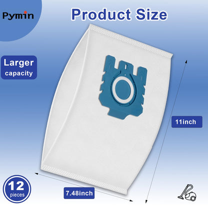 Pymin 12 Pack GN Vacuum Dust Bags Compatiable with Miele Hoover Bags,3D Efficiency GN Vacuum Bags for Classic C1,Complete C2 C3, S227 S240, S270, S400, S600, S800,S2, S5, S8 Series(12 Bags+4 Filters)