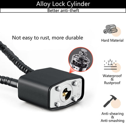 4 Pack Long Cable Padlock with Keys Alike,(1.3''/33mm) Wide Lock Body Heavy Duty Padlocks with 12Keys,Wire Rope Lock for Outdoor or Indoor for Gym Locker, Case, Bike and Fence