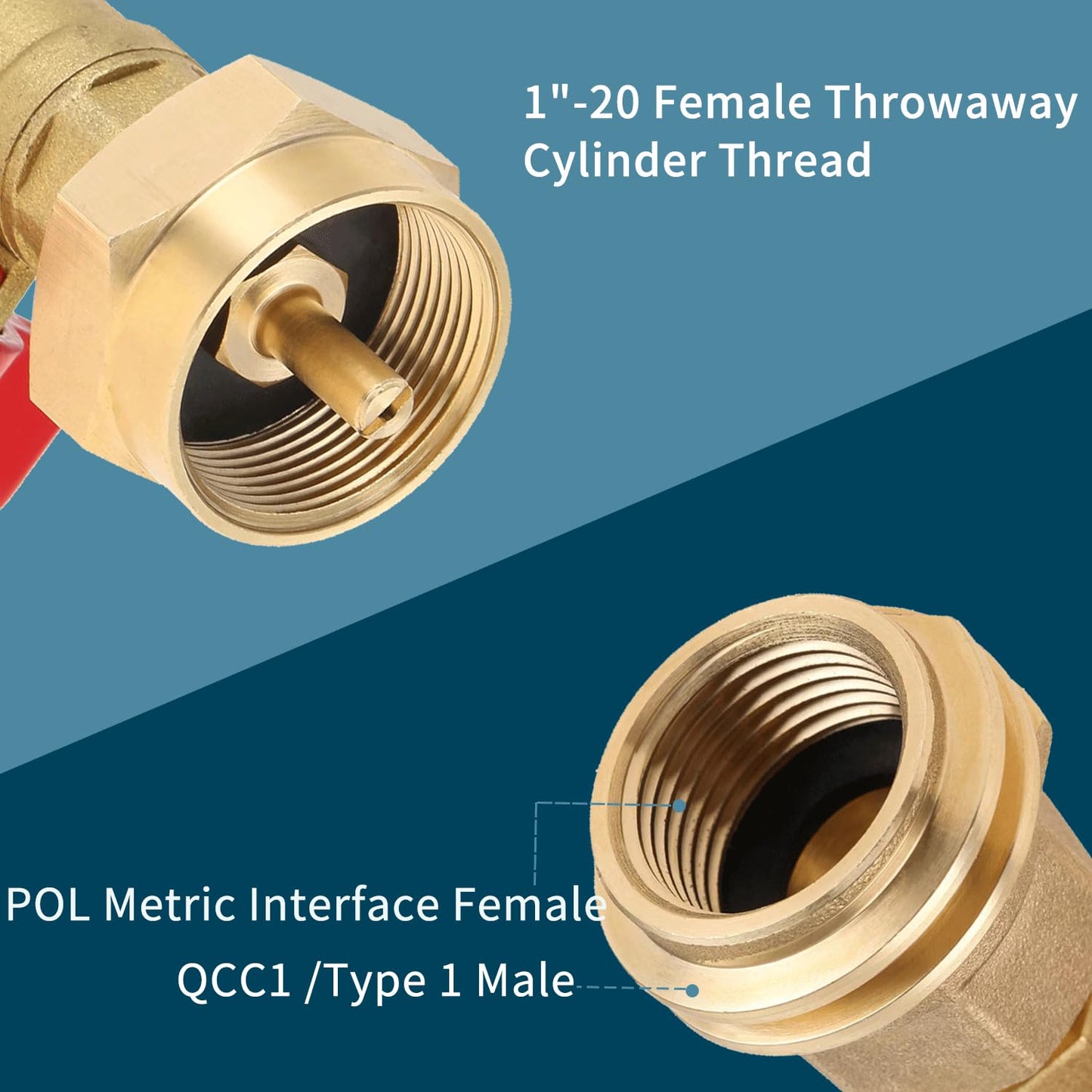 Brass Connection Kit with Safety Valve: CGA600 to QCC1/POL Thread Converter for Grill & Camping Equipment Accessory