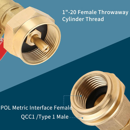 Brass Connection Kit with Safety Valve: CGA600 to QCC1/POL Thread Converter for Grill & Camping Equipment Accessory