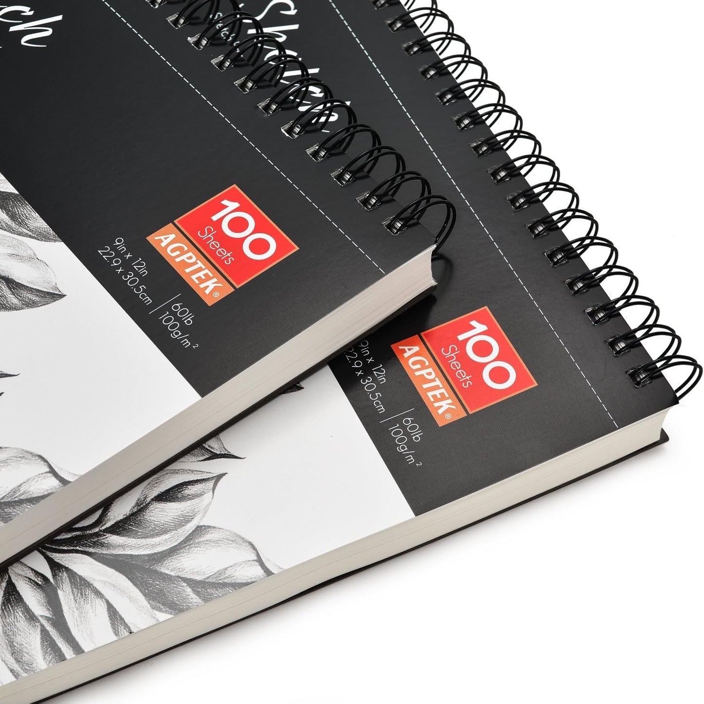 2 Pack Sketch Books, AGPtEK Art Drawing Pad, Drawing Paper 9 X 12 inch, 100 Sheets in Each Pack, 60lb/100g，Ideal for Watercolor, Acrylic Art, Sketching and Noteboo2 Pack Sketch Books