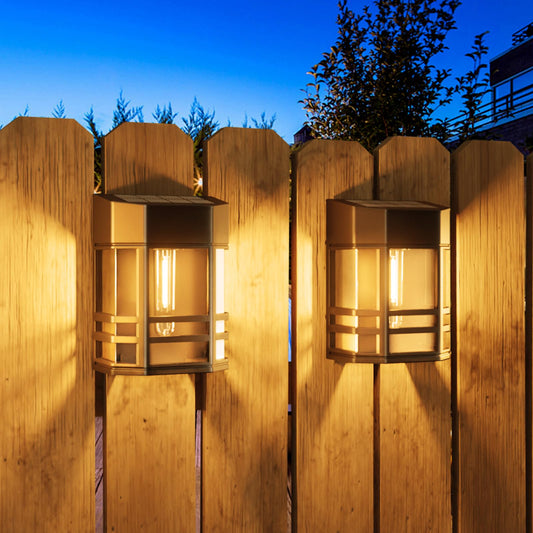Woolmug Solar Fence Lights Outdoor, 2 Pack Retro Solar Deck Lights Outdoor Waterproof with Edison LED Bulbs, Solar Powered Wall Lights for Garden Fence Backyard Decor Post Patio (Warm White)