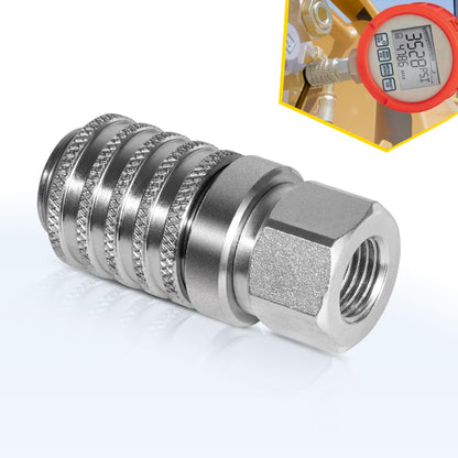 PD242 Series PD Steel Test Port and Diagnostic Equipment Quick Coupler with Female Pipe Thread, 1/8" Body Size, 1/4"-18 NPTF Thread Size, 2.12" Length