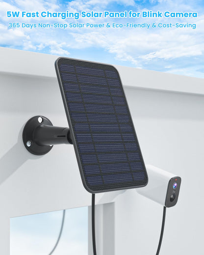 5W Solar Panel Charger Compatible with Blink Outdoor/Outdoor(3rd Gen)/XT XT2 Camera, Solar Panel for Blink Camera, 13.1ft Charging Cable & Rubber Plug, IP65 Weatherproof with Secure Wall Mount, 1 Pack