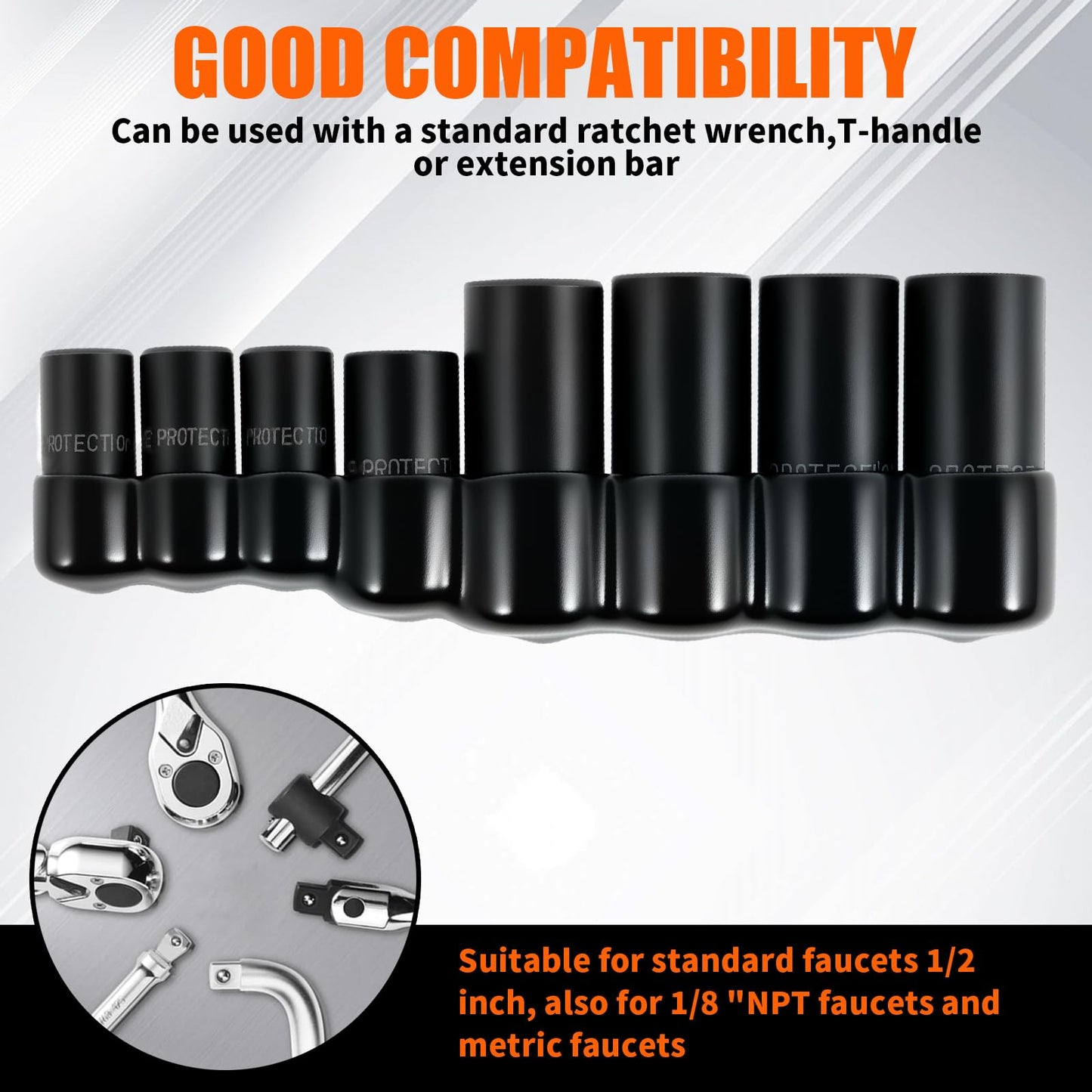 8Pcs Tap Socket Set Use with 1/4" and 3/8" Drive Fit Fractional MCTI Standard Tap Holder Socket Set with Socket Holder for Tight Spaces Machining & Maintenance (8Pcs)