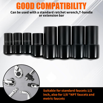 8Pcs Tap Socket Set Use with 1/4" and 3/8" Drive Fit Fractional MCTI Standard Tap Holder Socket Set with Socket Holder for Tight Spaces Machining & Maintenance (8Pcs)