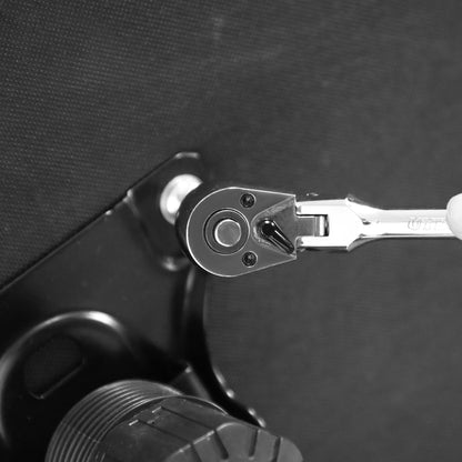 UYECOVE 3/8 Inch Drive Stubby Flex Head Ratchet Wrench, Small Socket Wrench, 72 Tooth Quick Release Cr-Mo Swivel Head Ratchet-4.9"/125mm