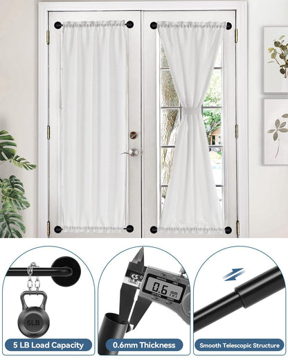 Ruiony Magnetic Curtain Rod for Metal Doors, French Door Curtain Rods Adjustable from 17 to 30 Inch, 3/8 Inch Diameter, Magnet Cafe Rod for Any Metel Surface, No Tool and Easy Install, Black, 2 Pack