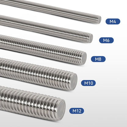 Arwnnklo 12 Pcs 304 Stainless Steel M4 Fully Threaded Rod,12"(305mm) Long Threaded Rod,Right Hand Threads，with Nuts