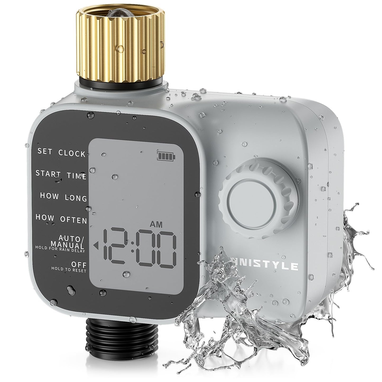 2027 New Upgrade Sprinkler Timer with Brass Inlets, Unistyle Programmable Water Timer for Garden Hose, IP55 Waterproof Hose Timers with Manual and Automatic Irrigation Timers for Yard and Lawn Patio