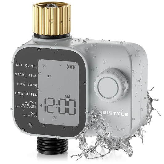 2027 New Upgrade Sprinkler Timer with Brass Inlets, Unistyle Programmable Water Timer for Garden Hose, IP55 Waterproof Hose Timers with Manual and Automatic Irrigation Timers for Yard and Lawn Patio