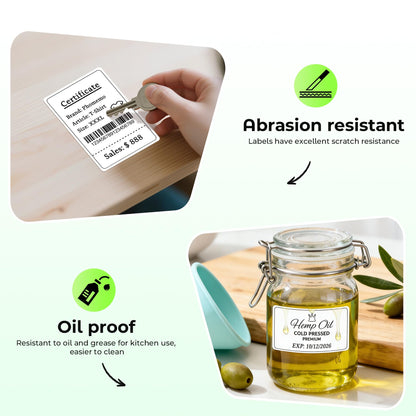 3-Rolls Thermal Sticker Label Paper Compatible with SUPVAN T50M Pro,ETIKEZ PM260,NDYIN N20 and ORGSTA T003 Label Maker Tape, 50x70mm(1.97"x2.75"),110 Labels/Roll, for Barcode, Address, Name Tag,White