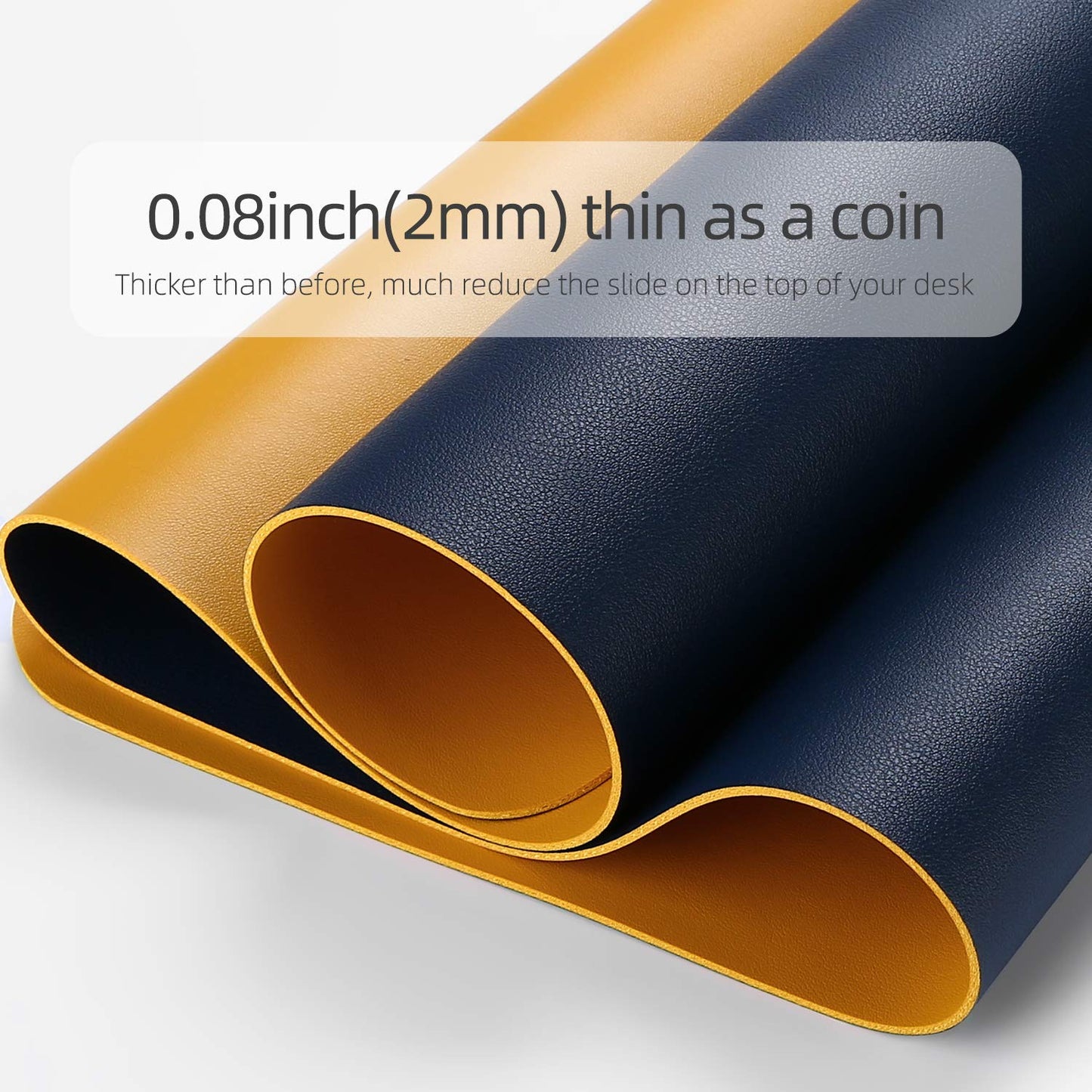 YSAGi Desk Mat, Mouse Pad,Waterproof Desk Pad,Large Mouse pad for Desk, Leather Desk Pad Large for Keyboard and Mouse,Dual-Sided Mouse Mat for Office and Home (31.5" x 15.7", Dark Tyrian Blue+Yellow)