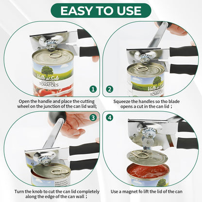 Roryimke Commercial Can Opener Manual Stainless Steel Heavy Duty Handheld Can Opener Extra-Long Handles Can Opener for Seniors for Big Cans