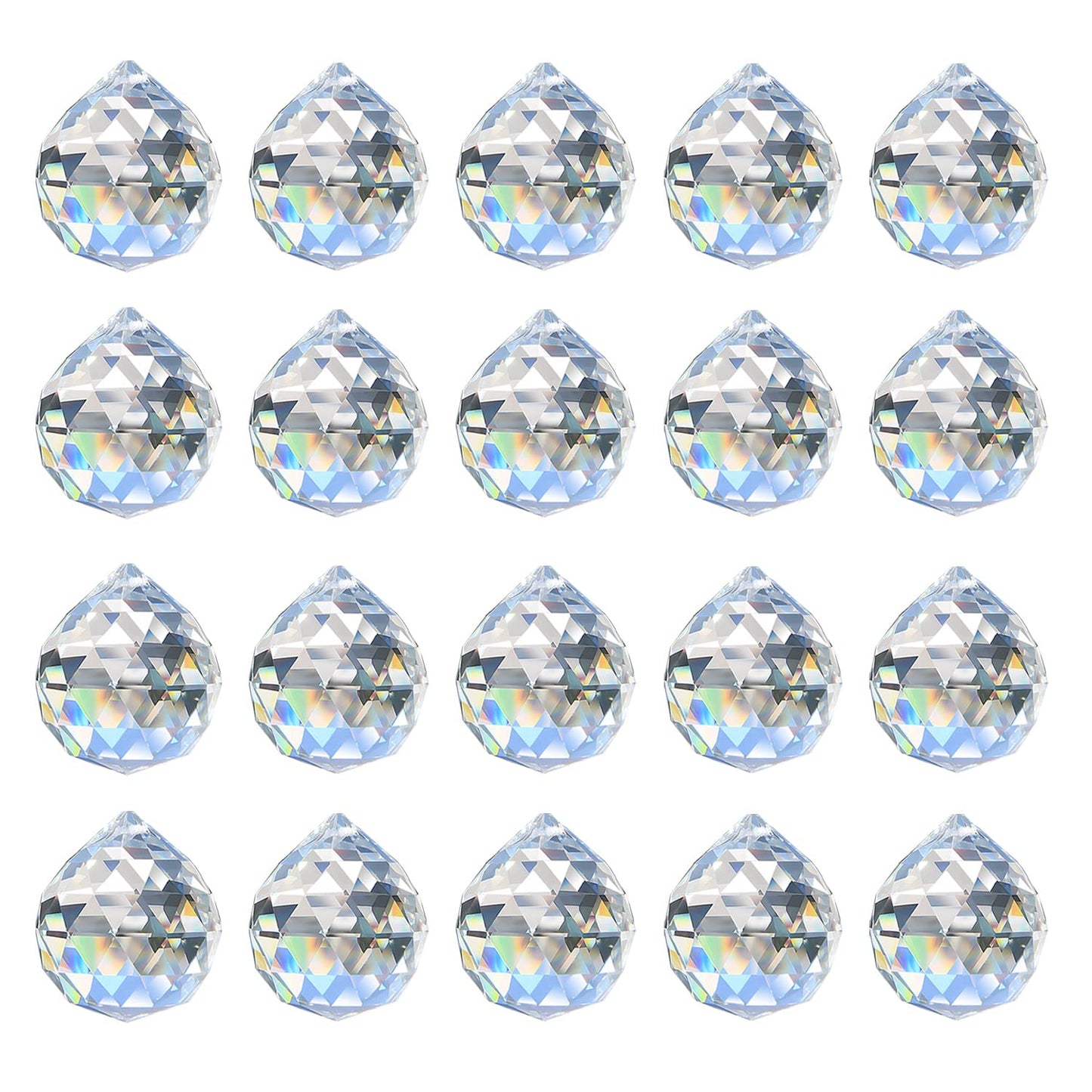 MerryNine 20 Pack Sun Catcher Indoor Window, 30mm/1.18" Clear K9 Crystal Suncatcher for Windows Hanging, DIY Prisms Rainbow Maker for Windows, Home, Garden, Wedding Feng Shui Party Crystal Decor