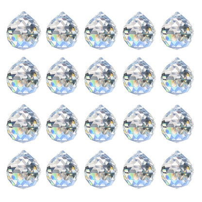 MerryNine 20 Pack Sun Catcher Indoor Window, 30mm/1.18" Clear K9 Crystal Suncatcher for Windows Hanging, DIY Prisms Rainbow Maker for Windows, Home, Garden, Wedding Feng Shui Party Crystal Decor