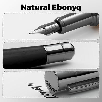 WEMATE Fountain Pen Set, Fine Nib with 20PCS 2.6MM Ink Cartridges(10 Black&10 Blue),1 Ink Converter, Nice Luxury pen for Men, Women, Cool Wooden Fountain Pen for Writing, Journaling, Calligraphy