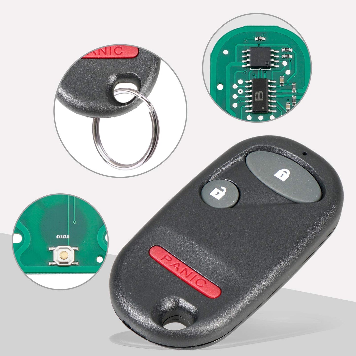 Anxingo Keyless Entry Remote Control Car Key Fob Replacement for Honda Civic EX LX DX 2001-2005, Pilot 2003-2007 NHVWB1U521 NHVWB1U523 (2 Pack)