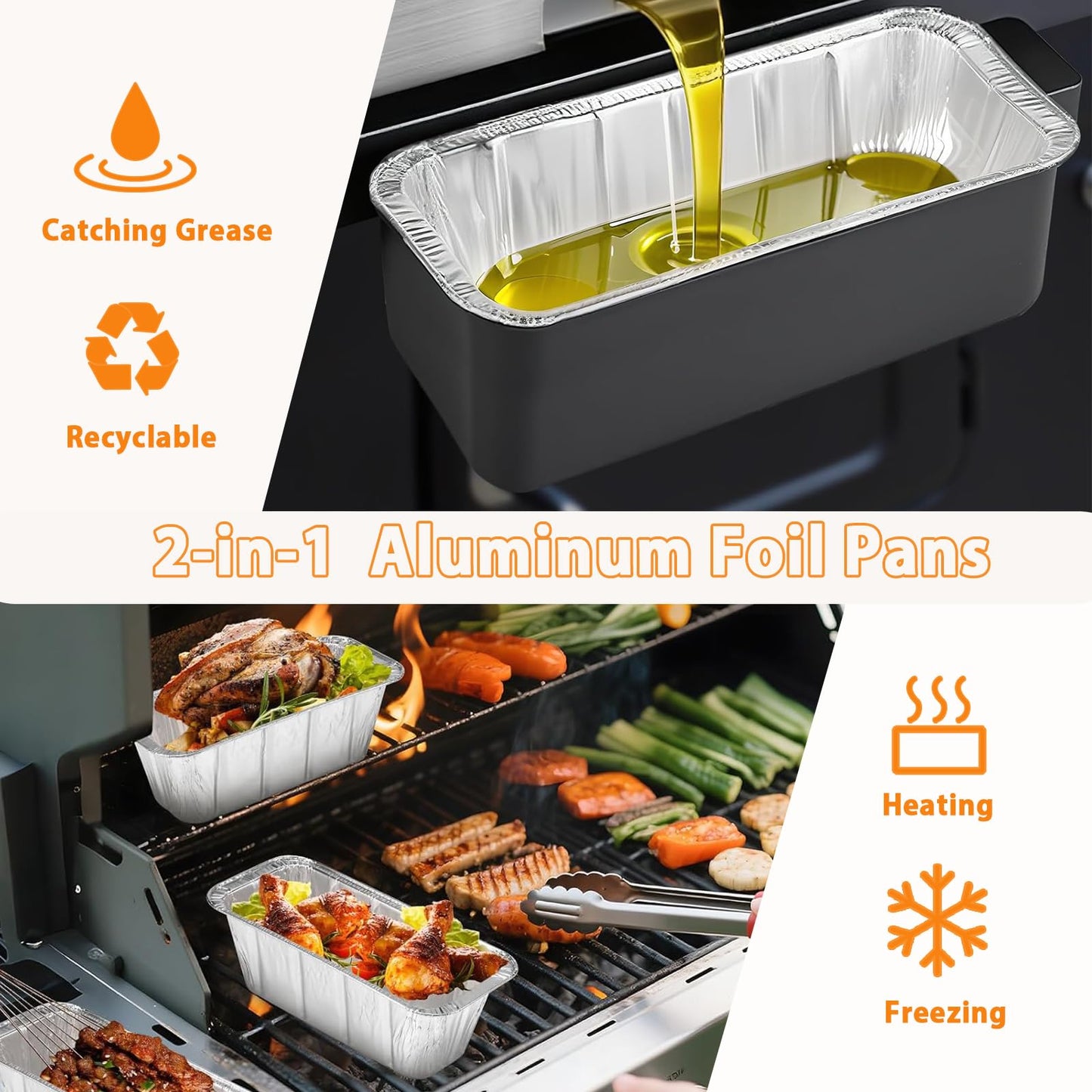 50 Pack Drip Pan Liners for Blackstone Griddle 36" 30" 28" 22" 17", a Cleaning Brush, Aluminum Disposable Grease Drip Cup Liners, Grease Catcher Trays,Griddle Accessories for Outdoor Cooking
